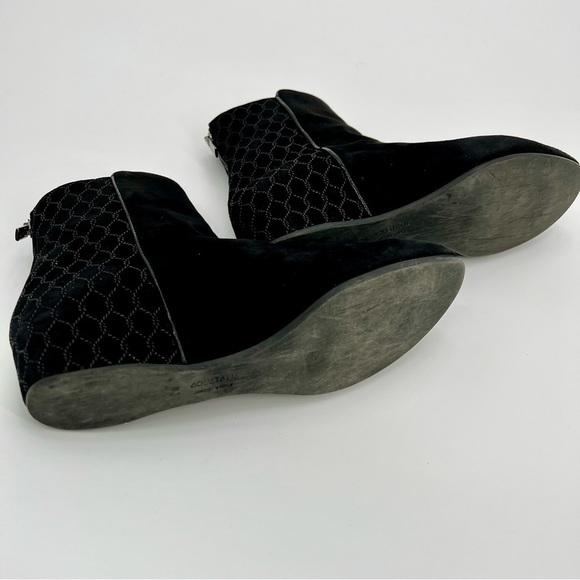 Aquatalia Women Suede Leather Chelsea Boots Black Wedge Heels Booties Size 8.5 - Picture 6 of 10